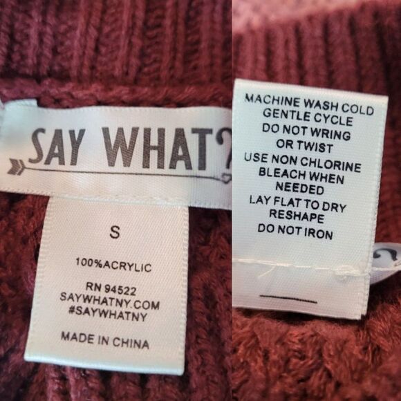 Vintage Sleeveless High Low Turtleneck Sweater Dress S Ombre Maroon Cream Knit - Picture 2 of 8